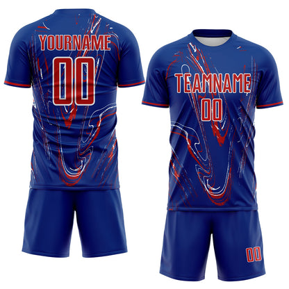 Custom Royal Red-White USA Style Patriotic Liquid Swirl Sublimation Soccer Uniform Jersey