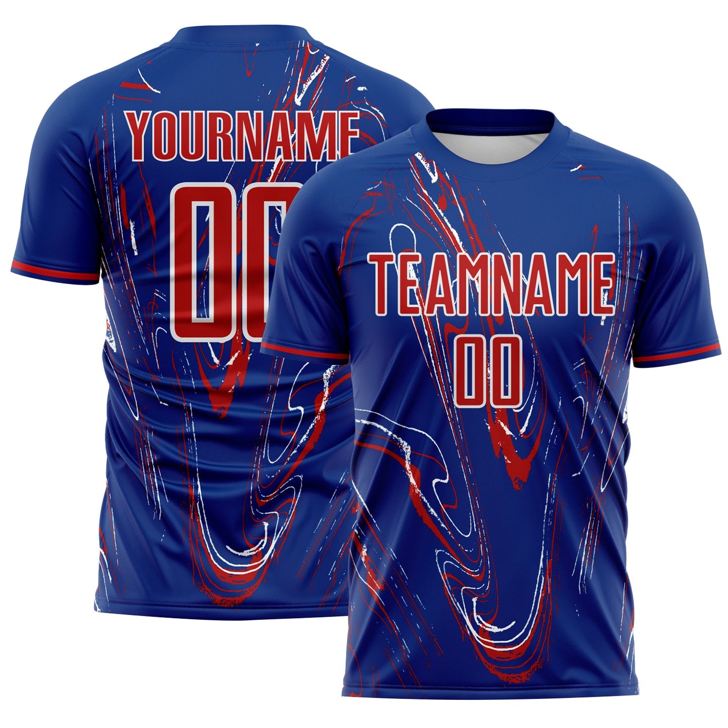 Custom Royal Red-White USA Style Patriotic Liquid Swirl Sublimation Soccer Uniform Jersey