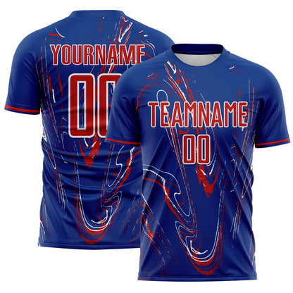 Custom Royal Red-White USA Style Patriotic Liquid Swirl Sublimation Soccer Uniform Jersey
