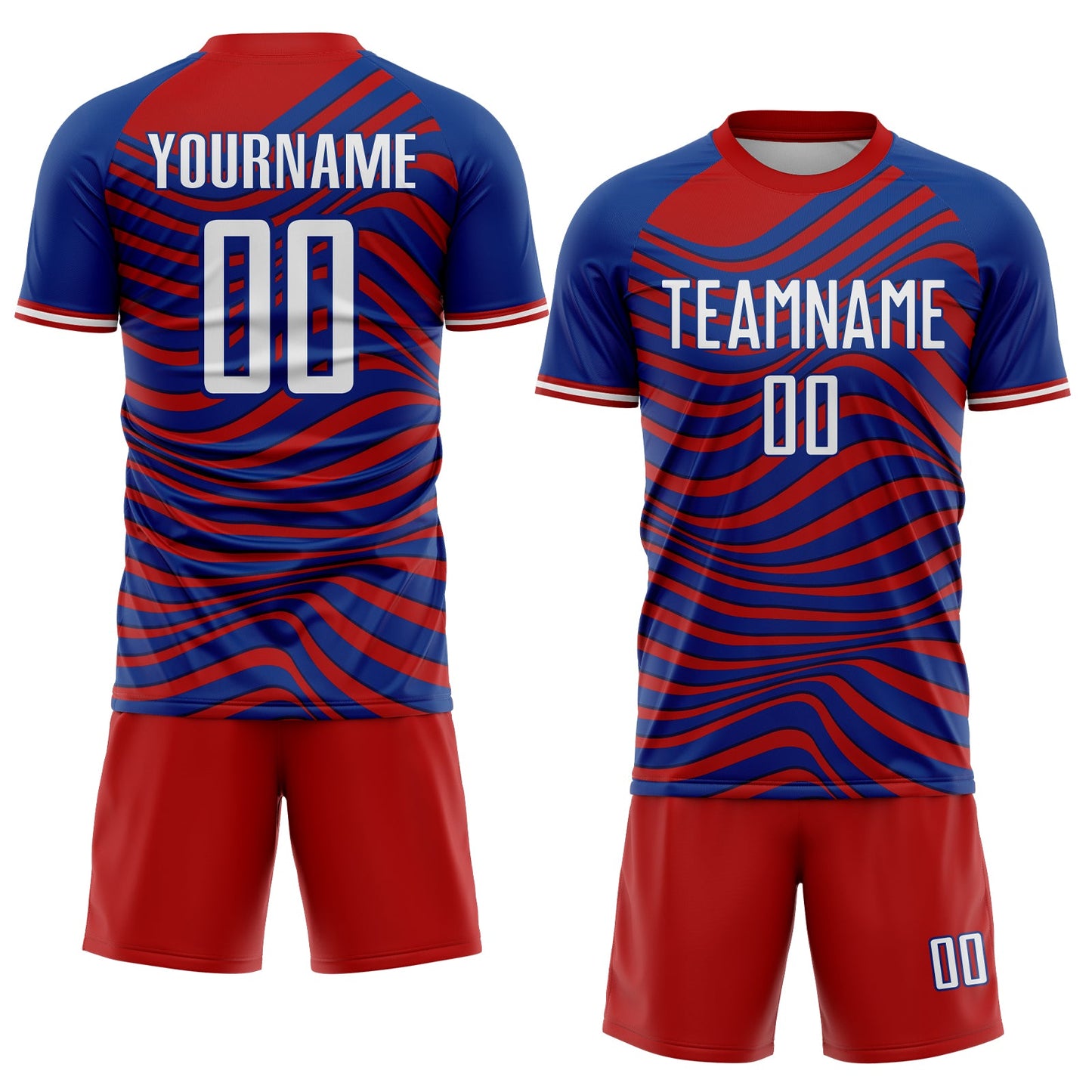 Custom Red White-Royal USA Style Patriotic Wave Sublimation Soccer Uniform Jersey