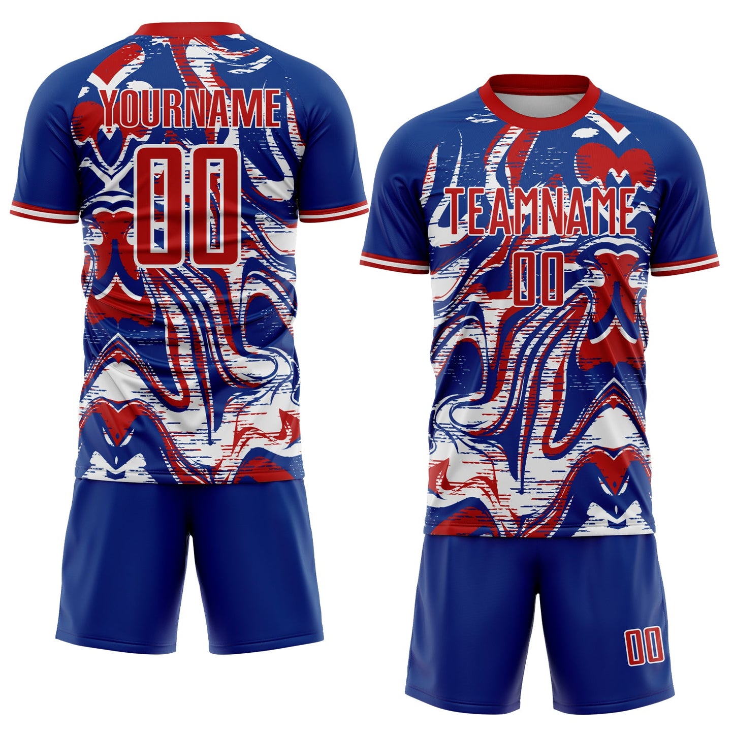 Custom Royal Red-White USA Style Patriotic Liquid Swirl Sublimation Soccer Uniform Jersey