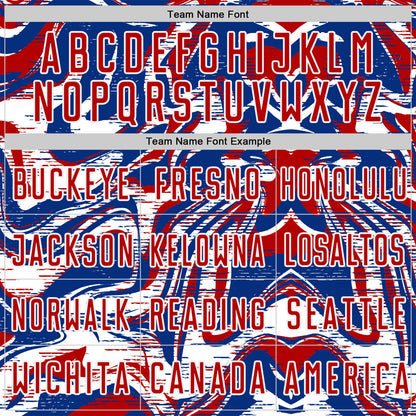 Custom Royal Red-White USA Style Patriotic Liquid Swirl Sublimation Soccer Uniform Jersey