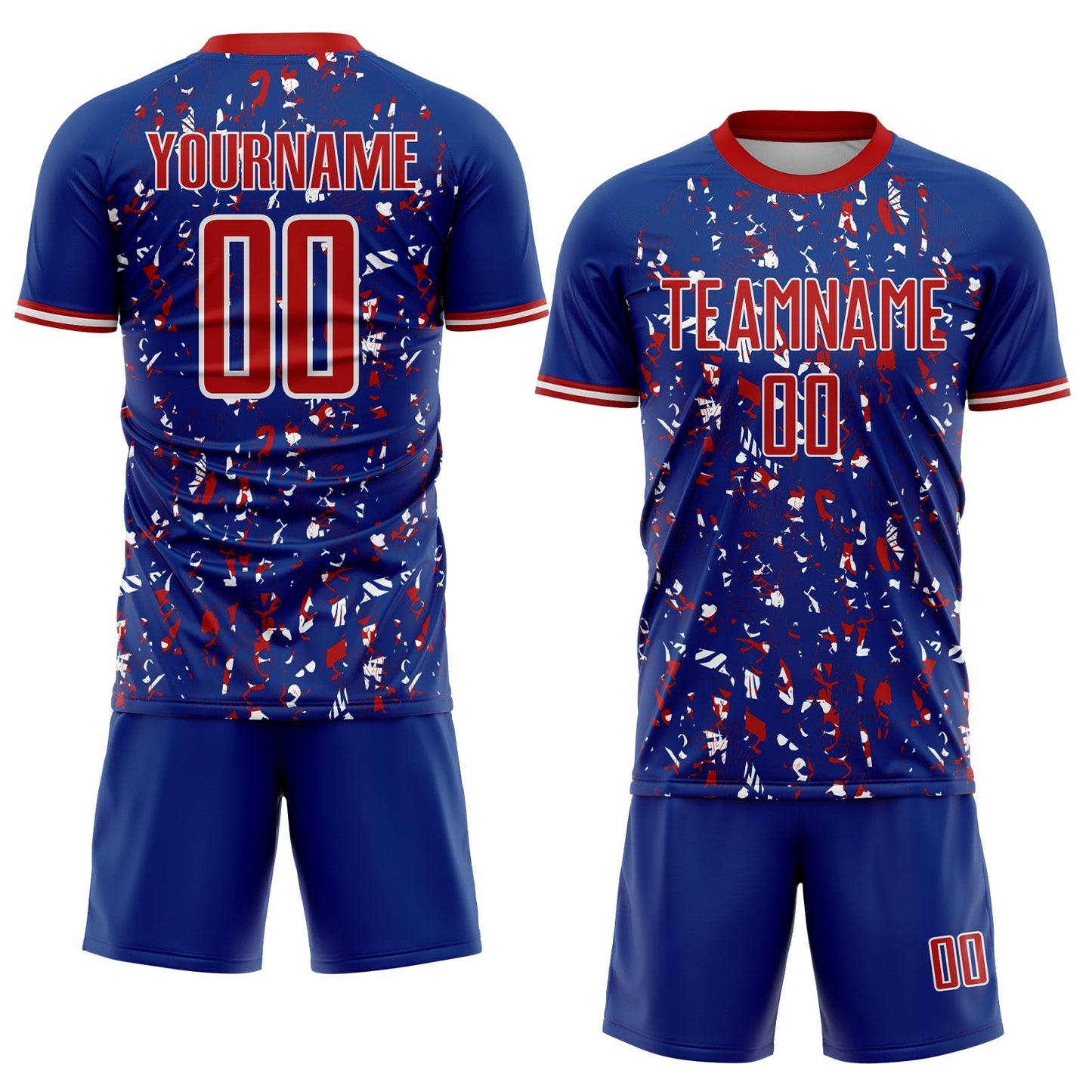 Custom Royal Red-White USA Style Patriotic Abstract Mosaic Confetti Sublimation Soccer Uniform Jersey