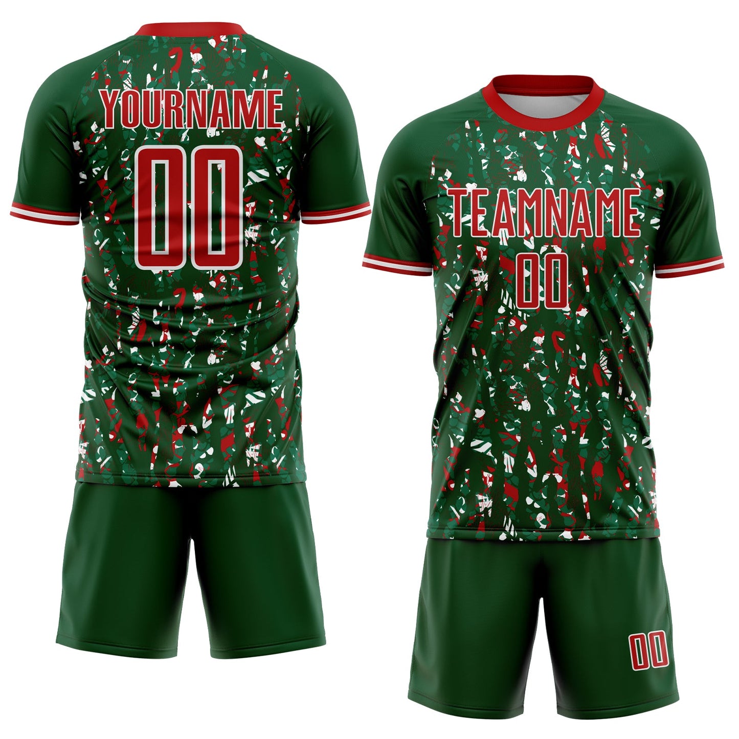 Custom Green Red-White USA Style Patriotic Abstract Mosaic Confetti Sublimation Soccer Uniform Jersey