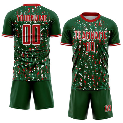 Custom Green Red-White USA Style Patriotic Abstract Mosaic Confetti Sublimation Soccer Uniform Jersey