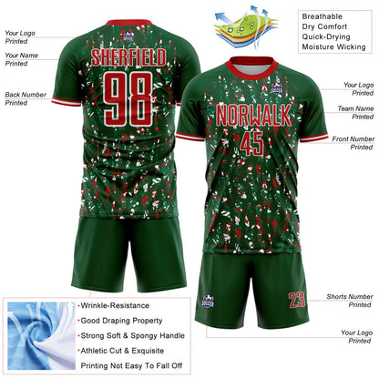 Custom Green Red-White USA Style Patriotic Abstract Mosaic Confetti Sublimation Soccer Uniform Jersey