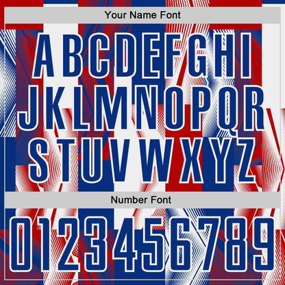 Custom Royal White-Red USA Style Patriotic Geometric Lines Sublimation Soccer Uniform Jersey