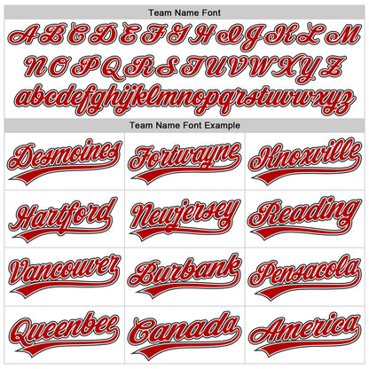 Custom White Red-Black Raglan Sleeves Stripes Two-Button Unisex Softball Jersey