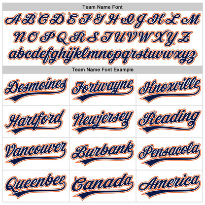 Custom White Navy-Orange Raglan Sleeves Stripes Two-Button Unisex Softball Jersey