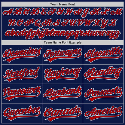 Custom Navy Red-White Raglan Sleeves Stripes Two-Button Unisex Softball Jersey