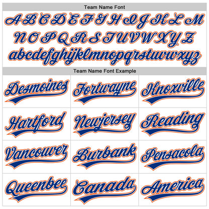 Custom White Royal-Orange Raglan Sleeves Stripes Two-Button Unisex Softball Jersey