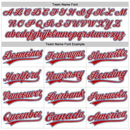 Custom White Red-Royal Raglan Sleeves Stripes Two-Button Unisex Softball Jersey