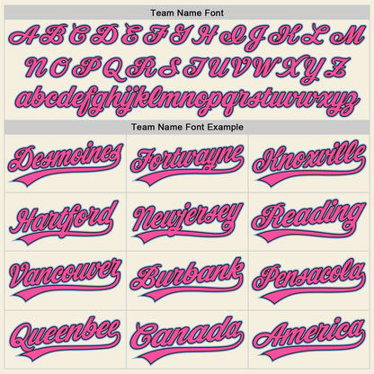 Custom Cream Light Blue Black-Pink Raglan Sleeves Stripes Two-Button Unisex Softball Jersey