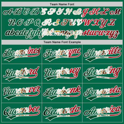 Custom Kelly Green Vintage Mexican Flag White-Red Raglan Sleeves Stripes Two-Button Unisex Softball Jersey