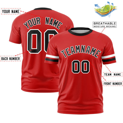 Custom Red Black T-shirt Classic Style Stripe Fashion Sports Shirt for Youth & Adults