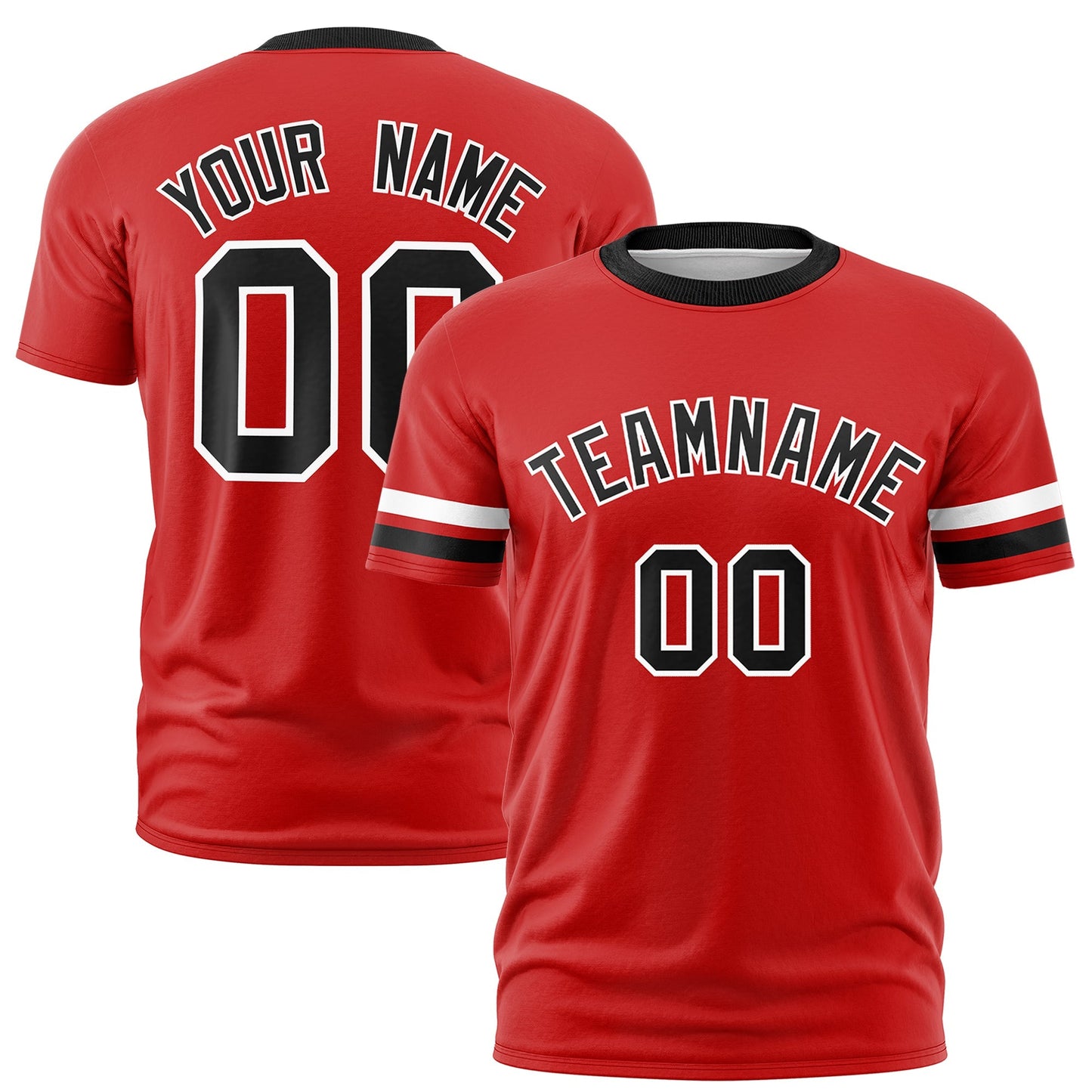 Custom Red Black T-shirt Classic Style Stripe Fashion Sports Shirt for Youth & Adults