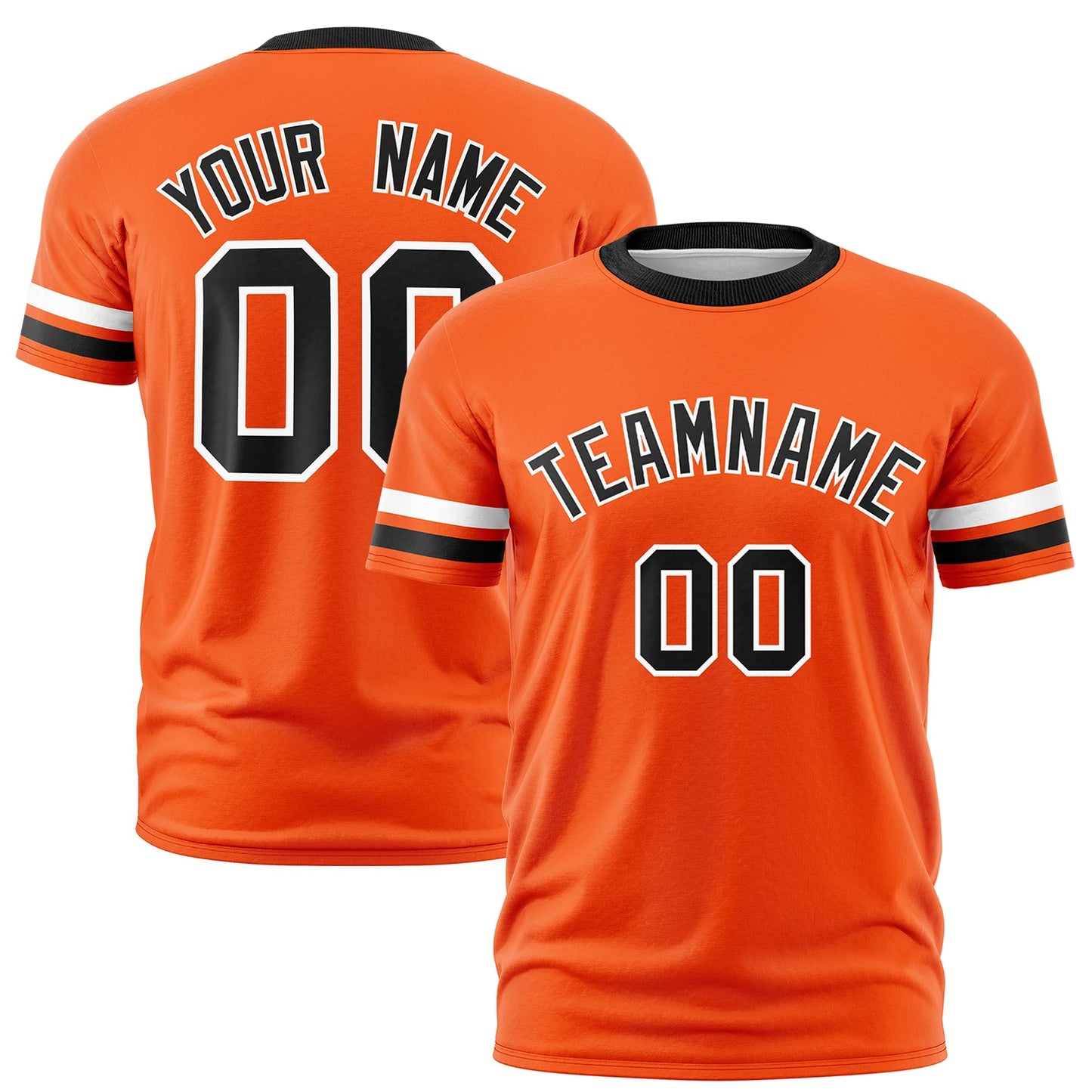 Custom Orange Black T-shirt Classic Style Stripe Fashion Sports Shirt for Youth & Adults