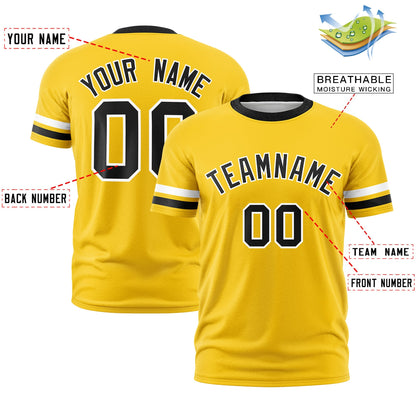 Custom Gold Black T-shirt Classic Style Stripe Fashion Sports Shirt for Youth & Adults