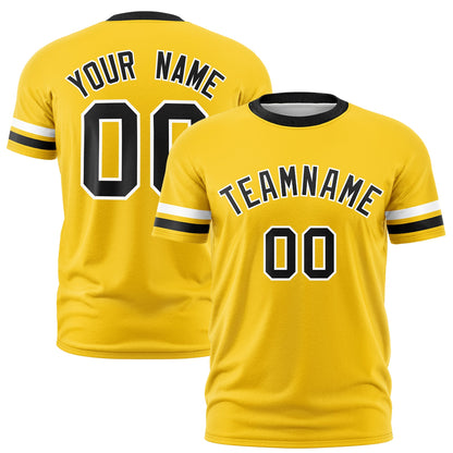 Custom Gold Black T-shirt Classic Style Stripe Fashion Sports Shirt for Youth & Adults