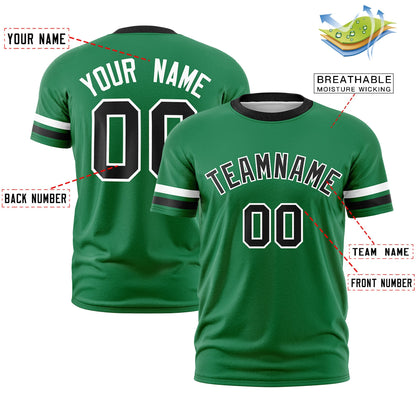 Custom Kelly Green Black T-shirt Classic Style Stripe Fashion Sports Shirt for Youth & Adults
