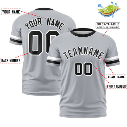 Custom Gray Black T-shirt Classic Style Stripe Fashion Sports Shirt for Youth & Adults