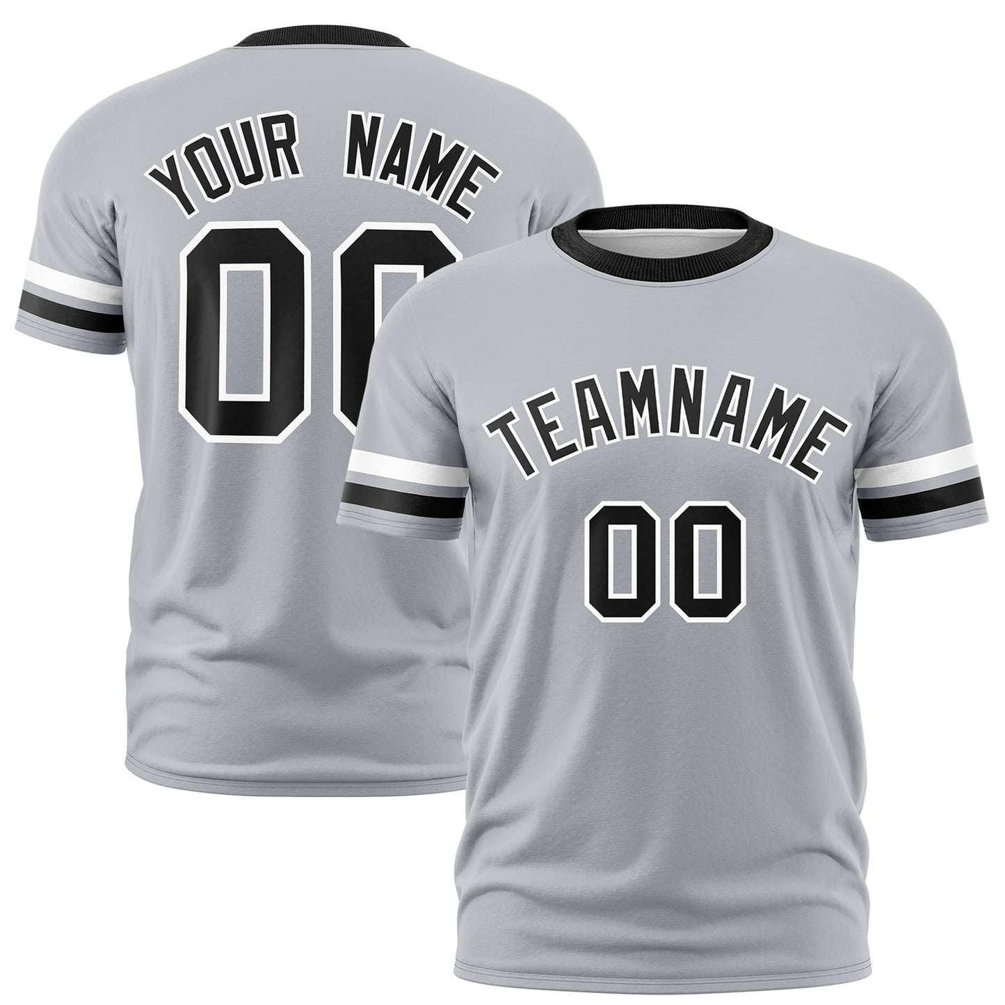 Custom Gray Black T-shirt Classic Style Stripe Fashion Sports Shirt for Youth & Adults
