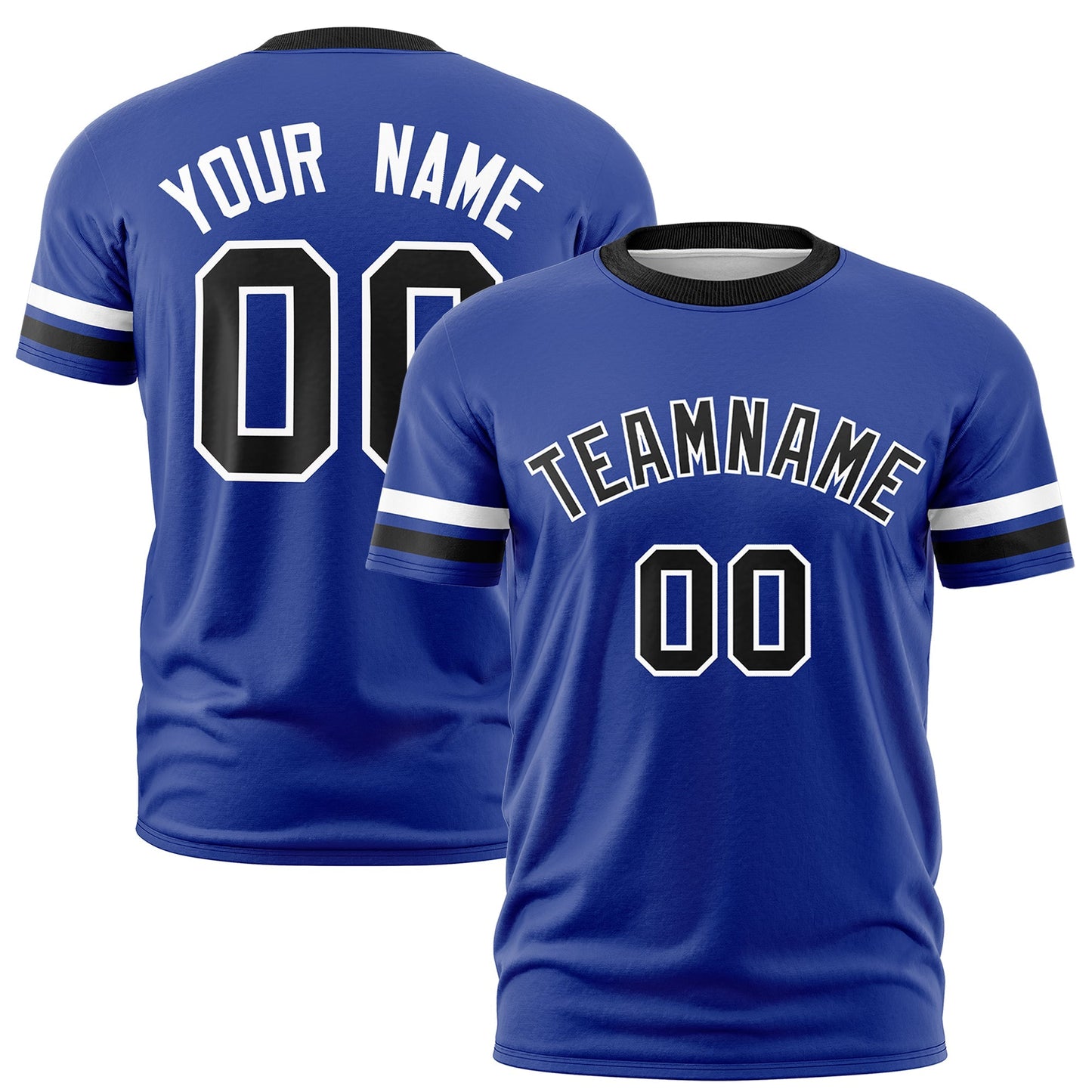 Custom Royal Blue Black T-shirt Classic Style Stripe Fashion Sports Shirt for Youth & Adults