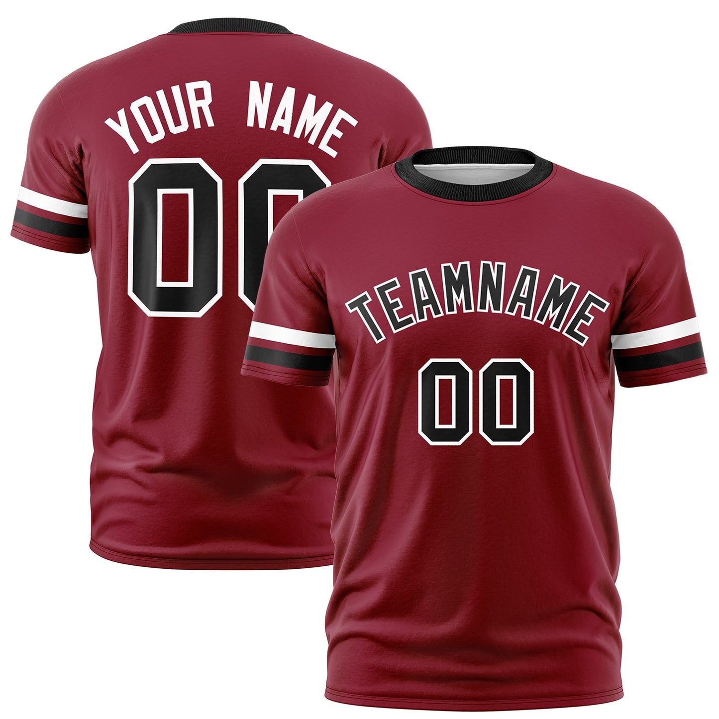 Custom Crimson Black T-shirt Classic Style Stripe Fashion Sports Shirt for Youth & Adults