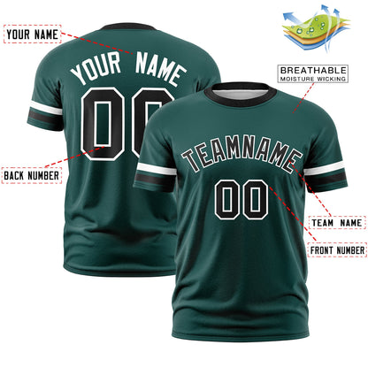 Custom Midnight Green Black T-shirt Classic Style Stripe Fashion Sports Shirt for Youth & Adults