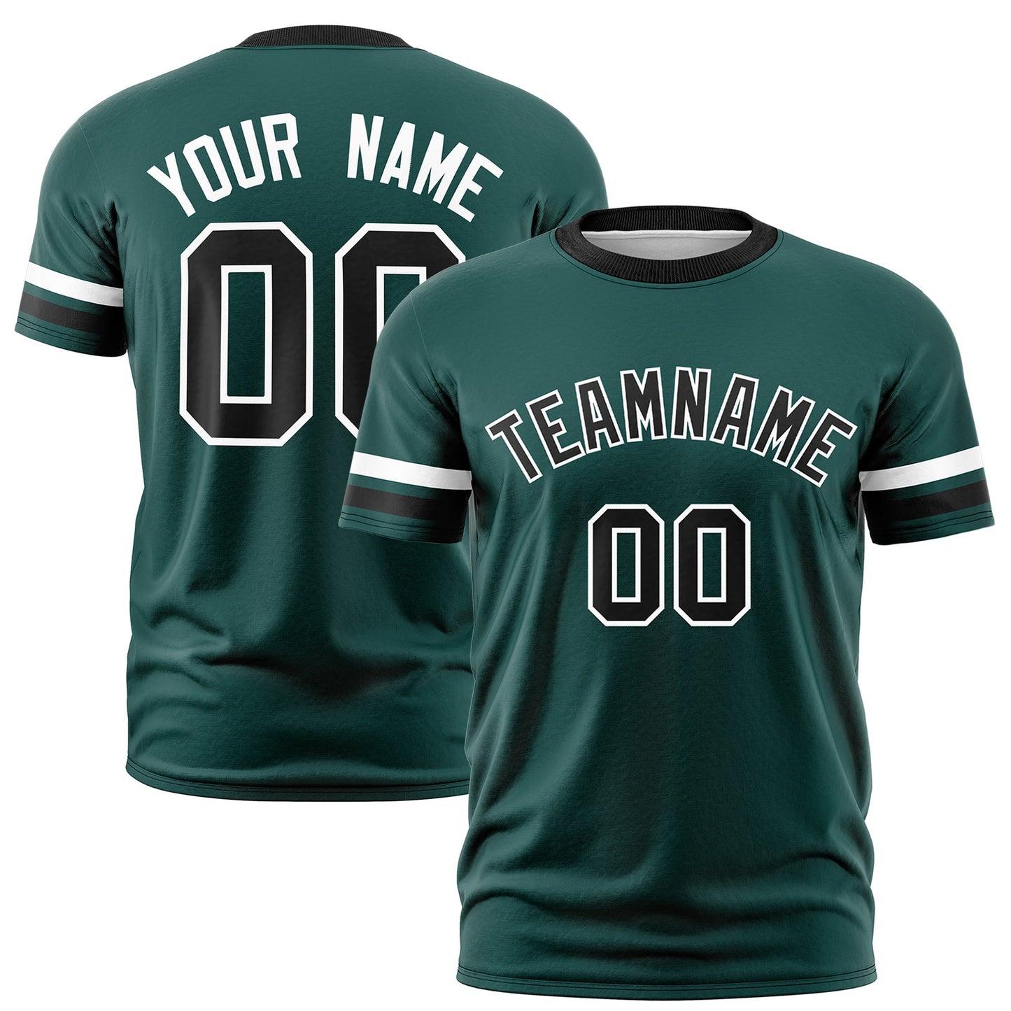 Custom Midnight Green Black T-shirt Classic Style Stripe Fashion Sports Shirt for Youth & Adults