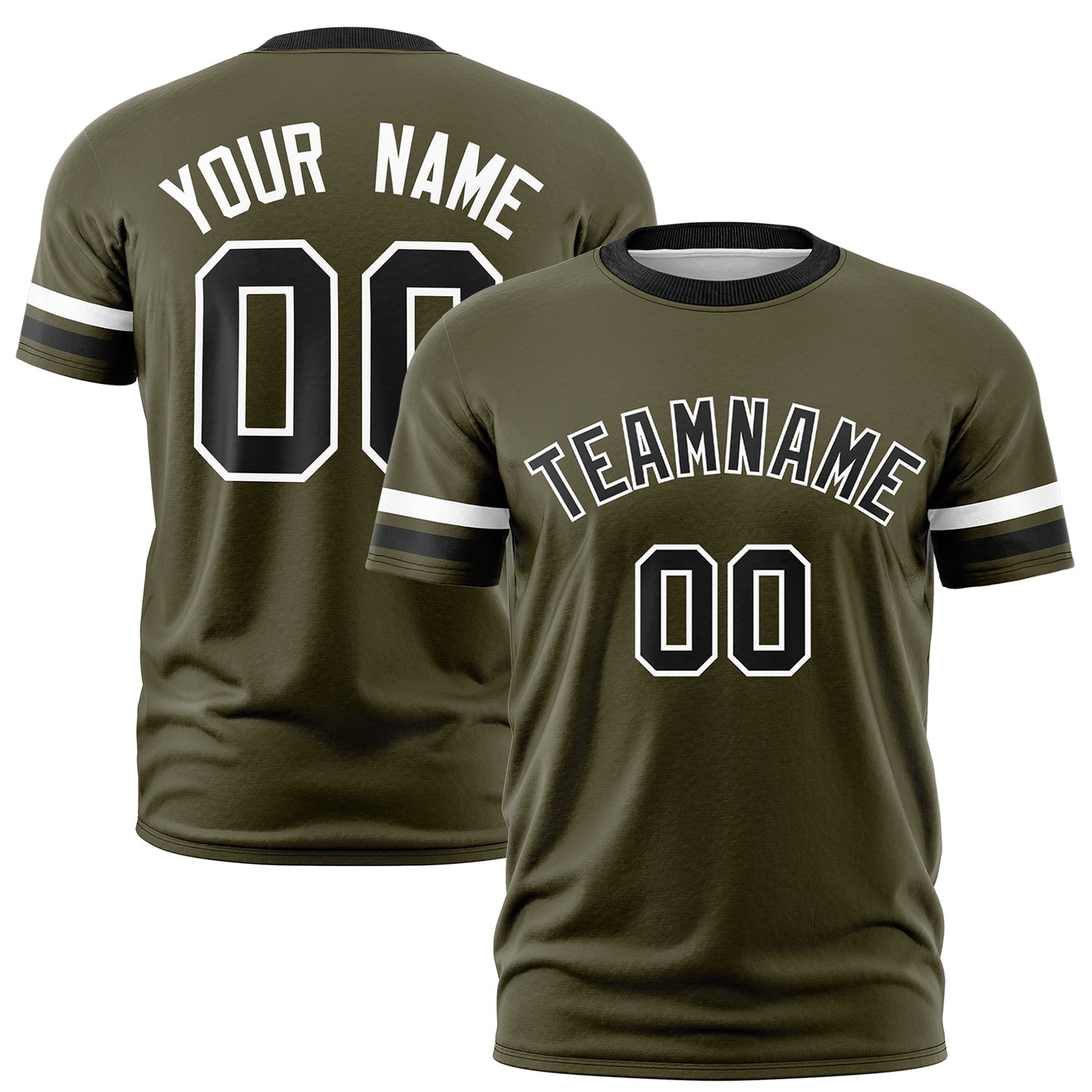 Custom Olive Black T-shirt Classic Style Stripe Fashion Sports Shirt for Youth & Adults