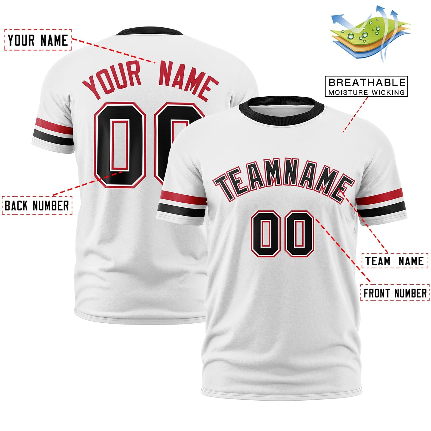 Custom White Black Classic Style Stripe Fashion T-shirt