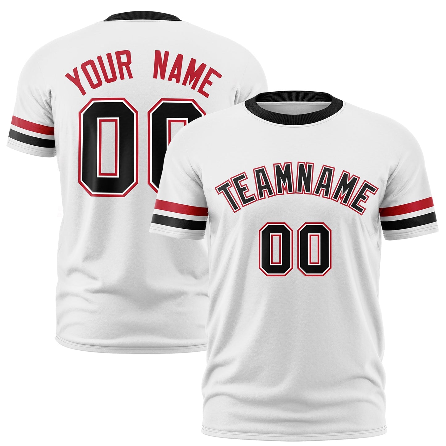 Custom White Black Classic Style Stripe Fashion T-shirt