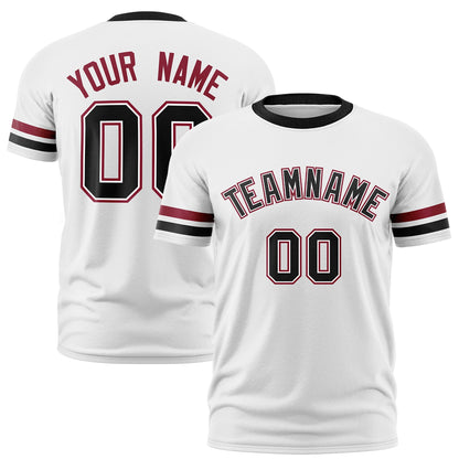 Custom White Black T-shirt Classic Style Stripe Fashion Sports Shirt for Youth & Adults