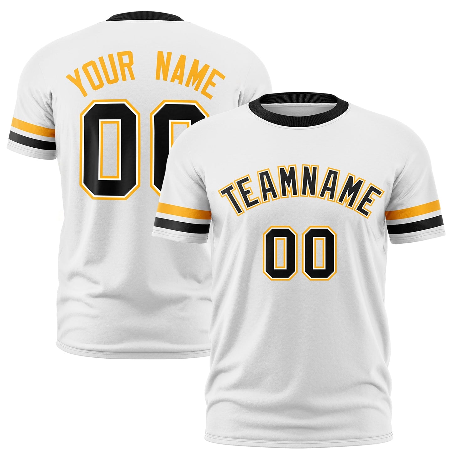 Custom White Black T-shirt Classic Style Stripe Fashion Sports Shirt for Youth & Adults