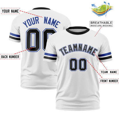 Custom White Black T-shirt Classic Style Stripe Fashion Sports Shirt for Youth & Adults