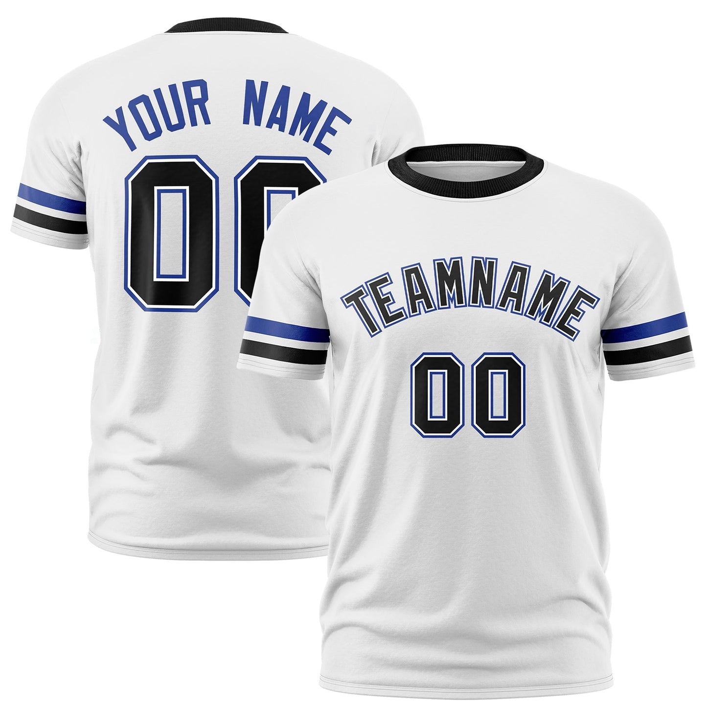 Custom White Black T-shirt Classic Style Stripe Fashion Sports Shirt for Youth & Adults