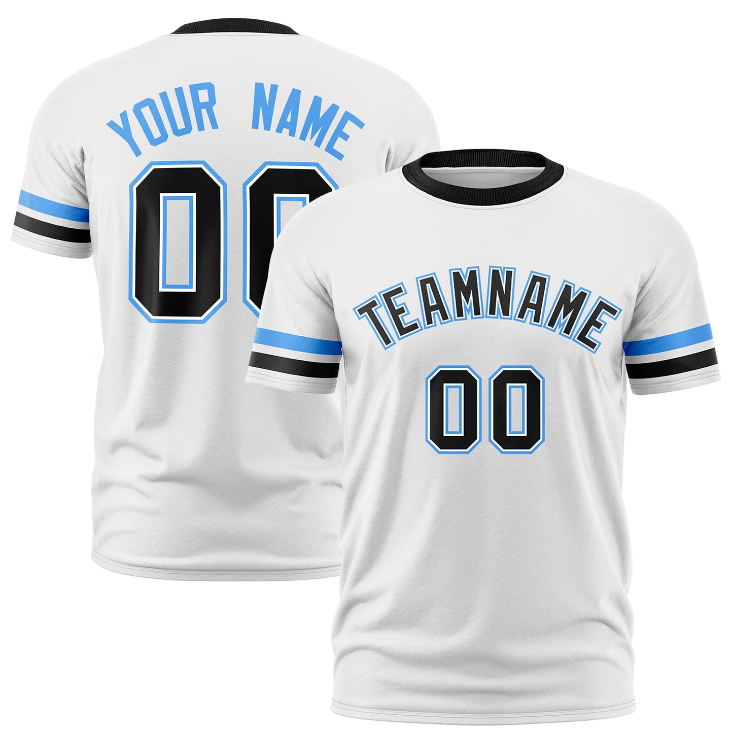 Custom White Black T-shirt Classic Style Stripe Fashion Sports Shirt for Youth & Adults
