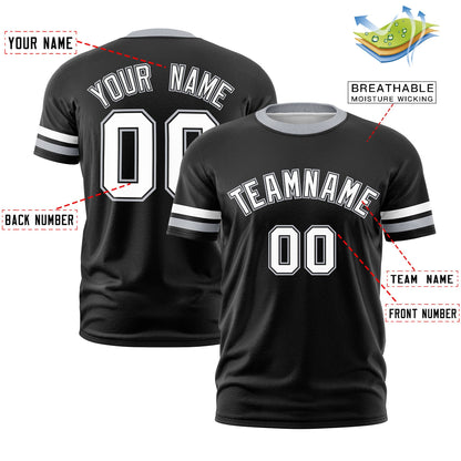 Custom Black Gray T-shirt Classic Style Stripe Fashion Sports Shirt for Youth & Adults