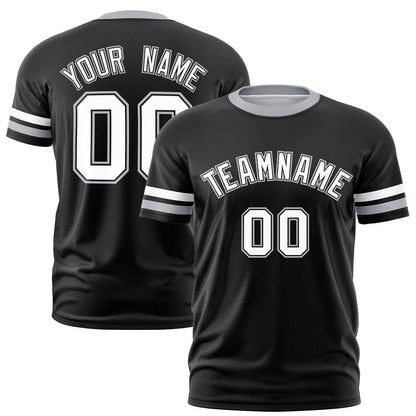 Custom Black Gray T-shirt Classic Style Stripe Fashion Sports Shirt for Youth & Adults