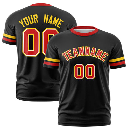 Custom Black Red T-shirt Classic Style Stripe Fashion Sports Shirt for Youth & Adults