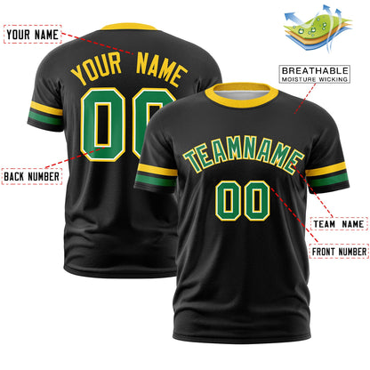 Custom Black Kelly Green T-shirt Classic Style Stripe Fashion Sports Shirt for Youth & Adults