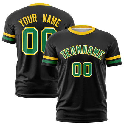 Custom Black Kelly Green T-shirt Classic Style Stripe Fashion Sports Shirt for Youth & Adults