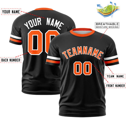 Custom Black Orange T-shirt Classic Style Stripe Fashion Sports Shirt for Youth & Adults