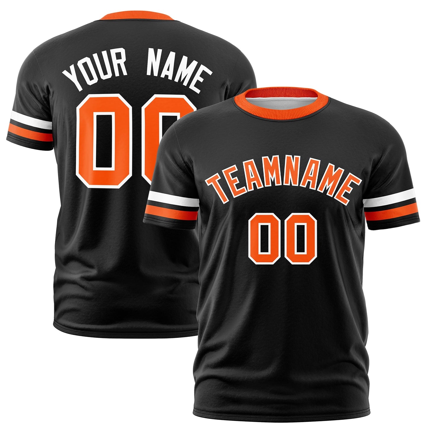 Custom Black Orange T-shirt Classic Style Stripe Fashion Sports Shirt for Youth & Adults