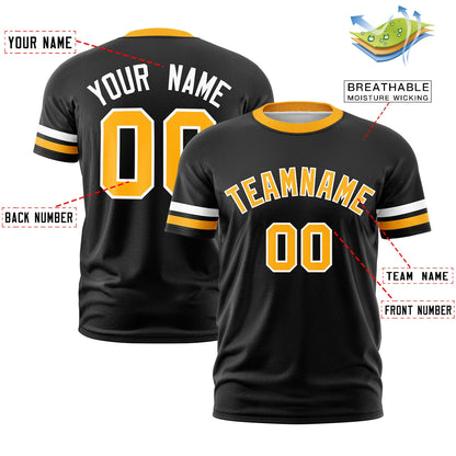 Custom Black Yellow T-shirt Classic Style Stripe Fashion Sports Shirt for Youth & Adults