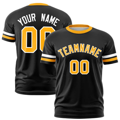 Custom Black Yellow T-shirt Classic Style Stripe Fashion Sports Shirt for Youth & Adults