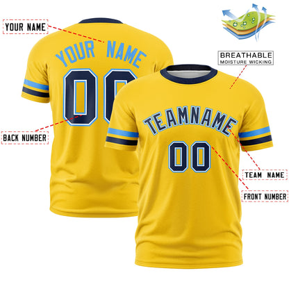 Custom Gold Navy T-shirt Classic Style Stripe Fashion Sports Shirt for Youth & Adults