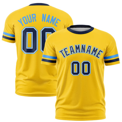Custom Gold Navy T-shirt Classic Style Stripe Fashion Sports Shirt for Youth & Adults