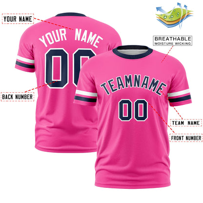 Custom Pink Navy T-shirt Classic Style Stripe Fashion Sports Shirt for Youth & Adults